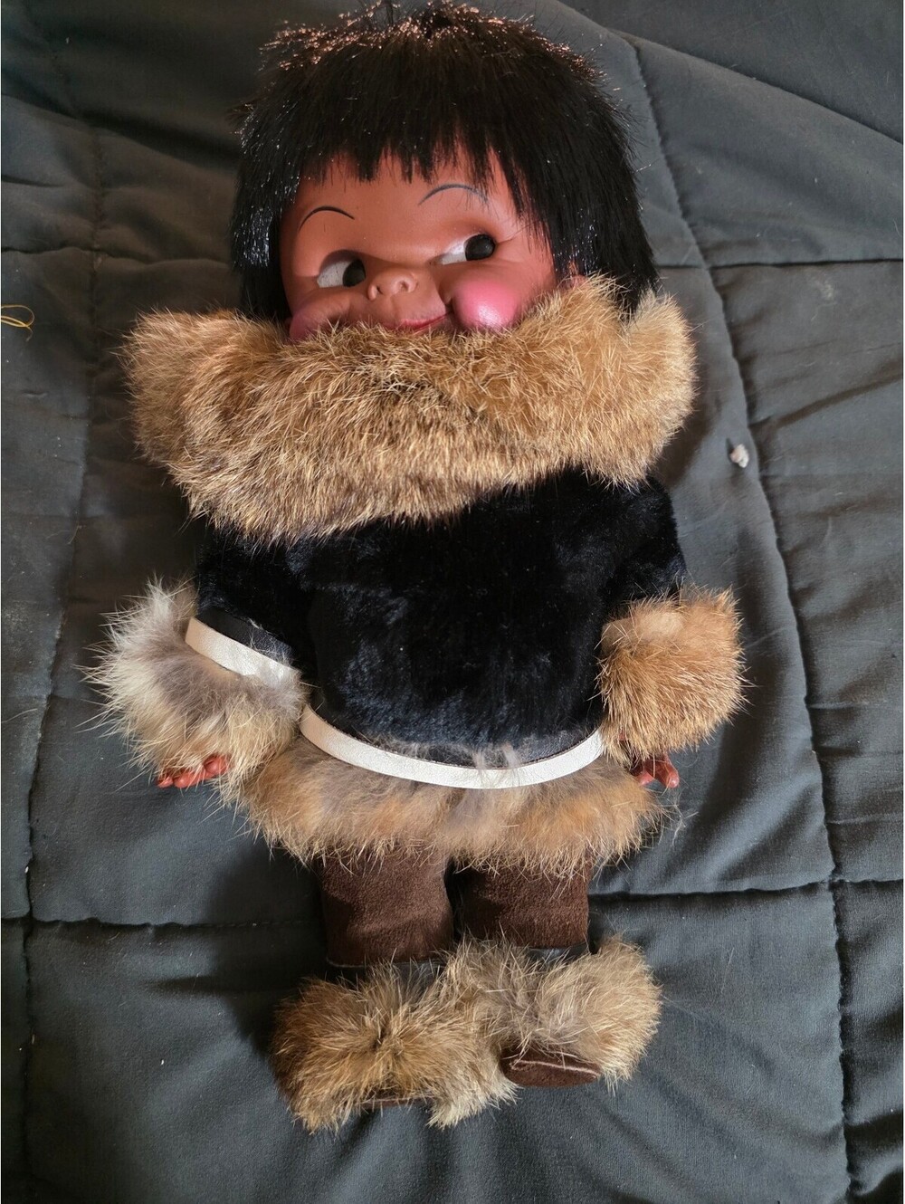 Vintage Eskimo Style Fashion Doll with Fur Trimmed Outfit